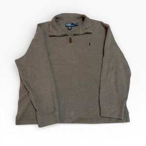 Vintage 90s Mocha Brown Polo Ralph Lauren Quarter Zip Mens XXL